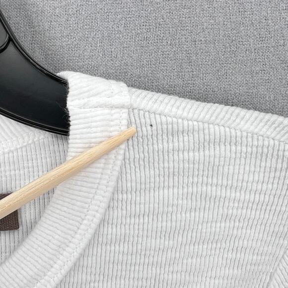 ENZA COSTA Textured Knit Crew Neck Top Womens Medium White Long Sleeve Shirt NEW - Picture 13 of 16